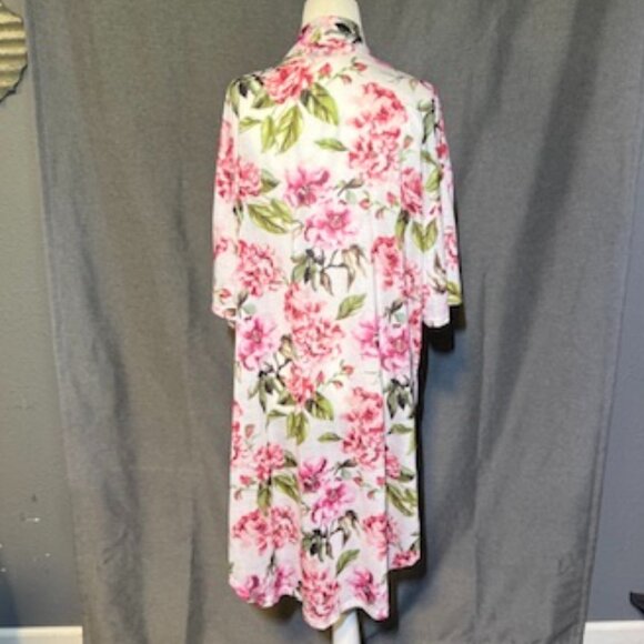 Show Me Your Mumu Pink Floral Open Cardigan Robe Duster Kimono OSFM Missing Belt - Picture 2 of 3